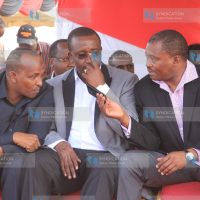 Speaker of the National Assembly Justin Muturi, Igembe South MP Mithika Linturi and the Leader of the Majority in Parliament Aden Duale