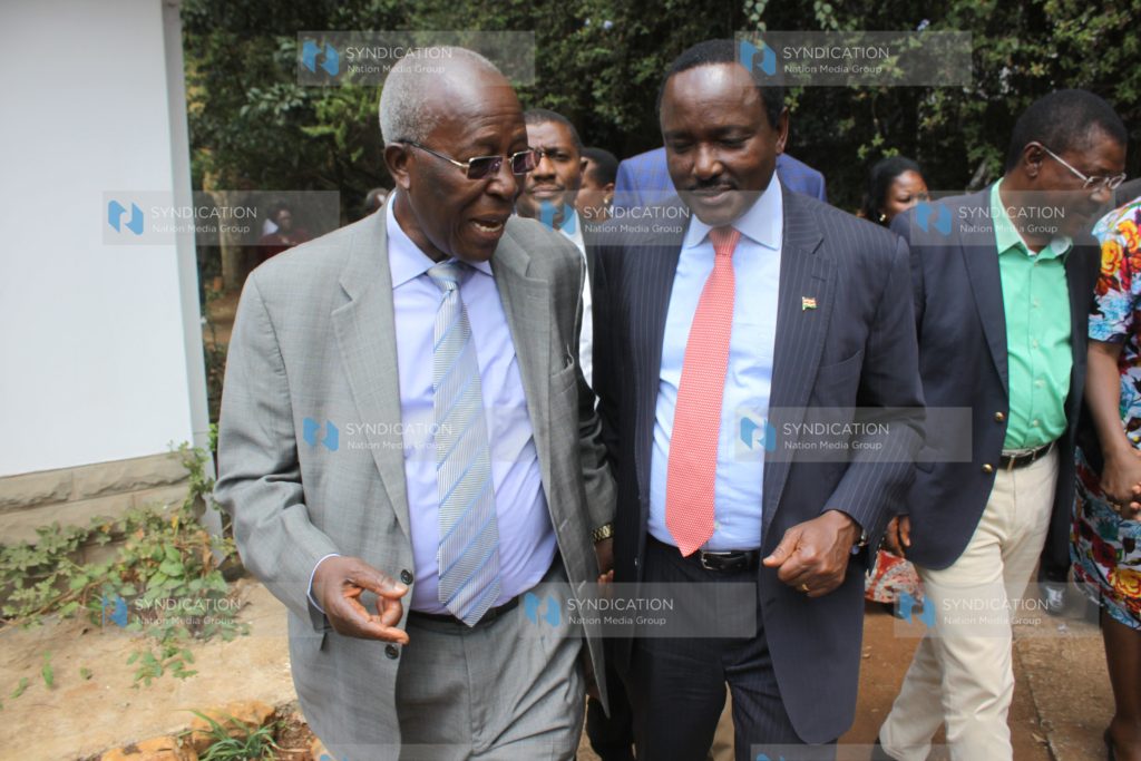 Nasa co-principal Kalonzo Musyoka with senator Sam Ongeri