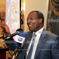 Central Bank Governor Prof. Njuguna Ndung'u looks on