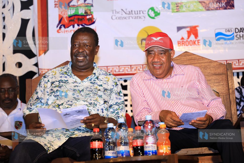 Prime Cabinet Secretary Musalia Mudavadi with Lamu Governor Issa Timamy