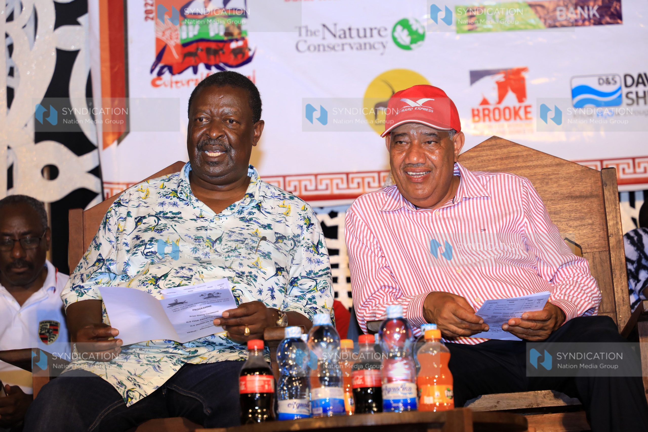 Prime Cabinet Secretary Musalia Mudavadi with Lamu Governor Issa Timamy