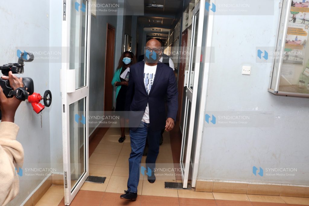 Presidential hopeful Jimi Wanjigi leaving Milimani Law Courts