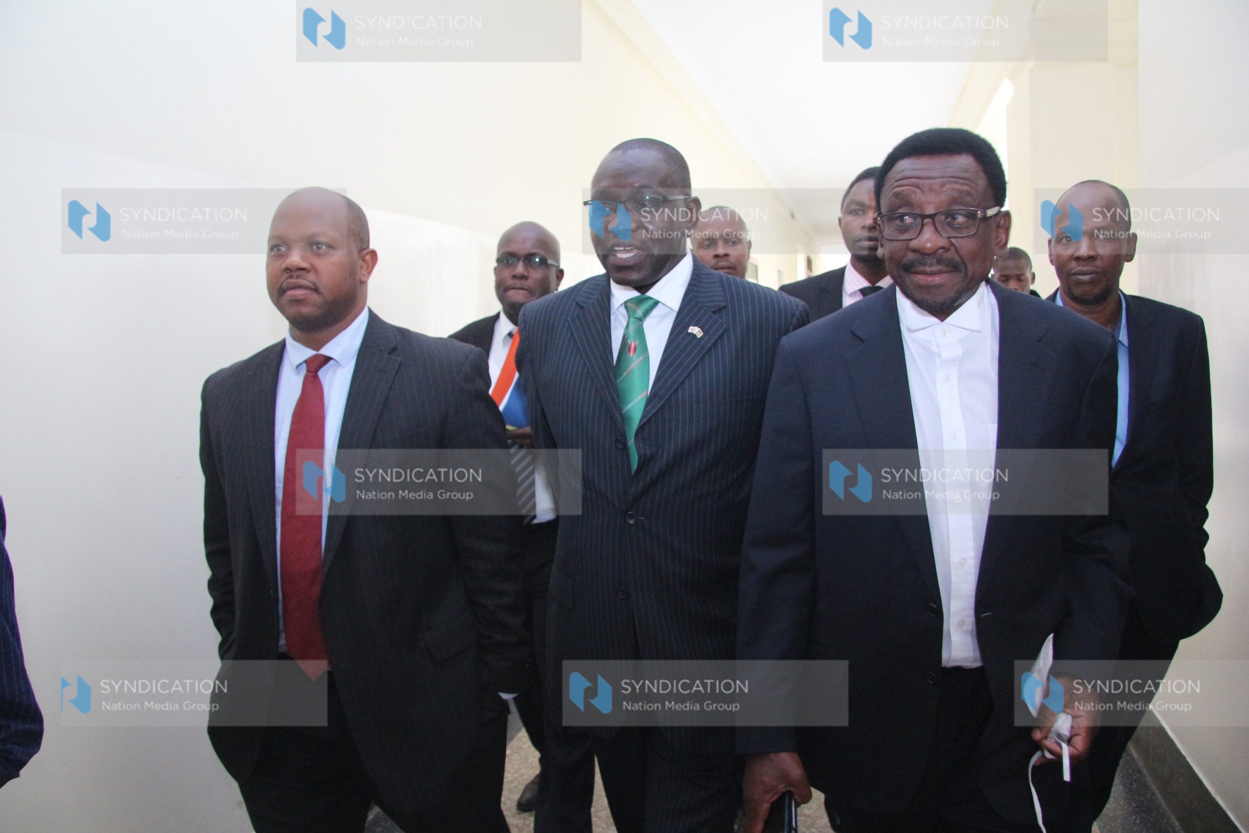 Third Way Alliance presidential candidate Ekuru Aukot, his running mate Emmanuel Kombe, and lawyer James Orengo