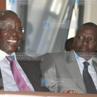 Education Minister, Prof Sam Ongeri and Higher Education Minister, William Ruto follow proceedings