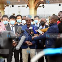 Transport Cabinet Secretary James Macharia during the opening of the Nairobi Expressway for a Public Trial