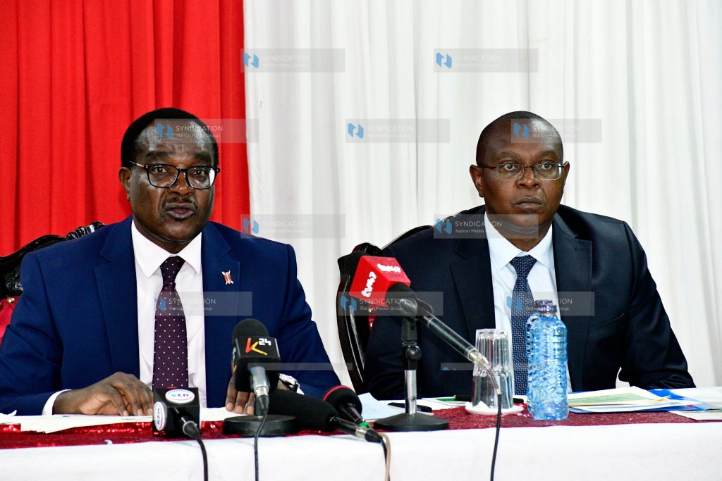 Ministry of Education Cabinet Sectary Julius Migos with Kenya National Examinations Council (KNEC) CEO Dr. David Njengere