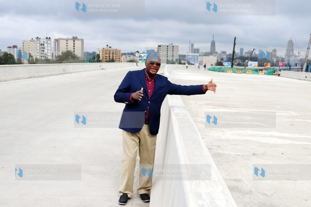 Transport Cabinet Secretary James Macharia inspecting ongoing construction