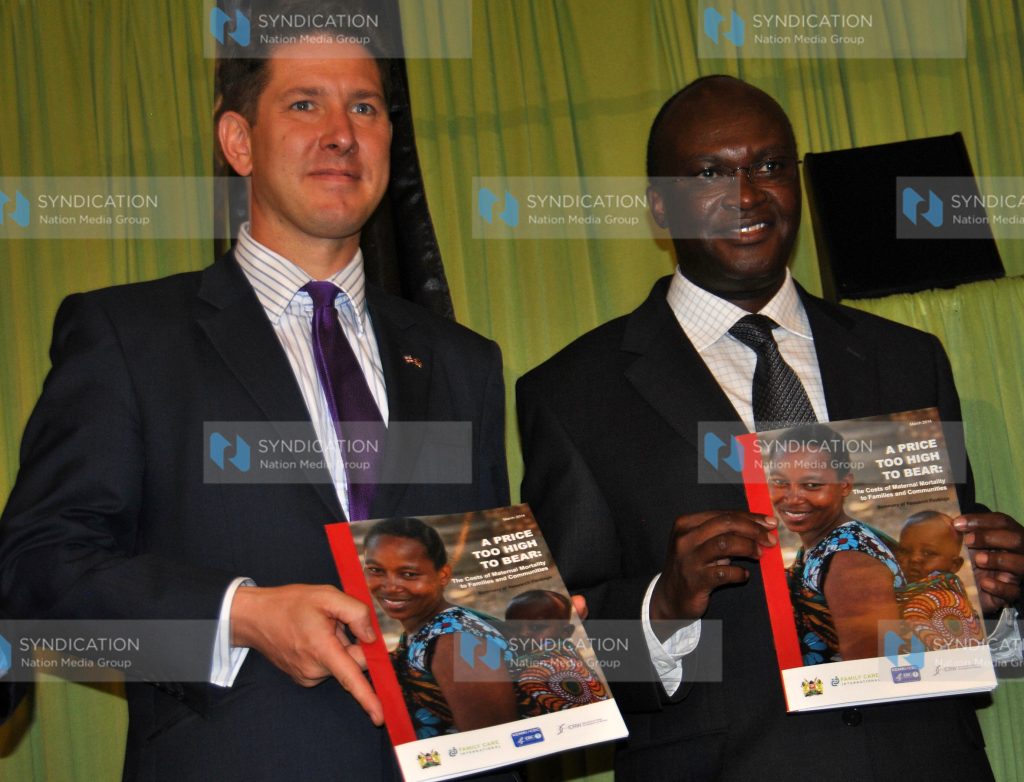 Health cabinet Secretary James Macharia with British High Commissioner Christian Turner