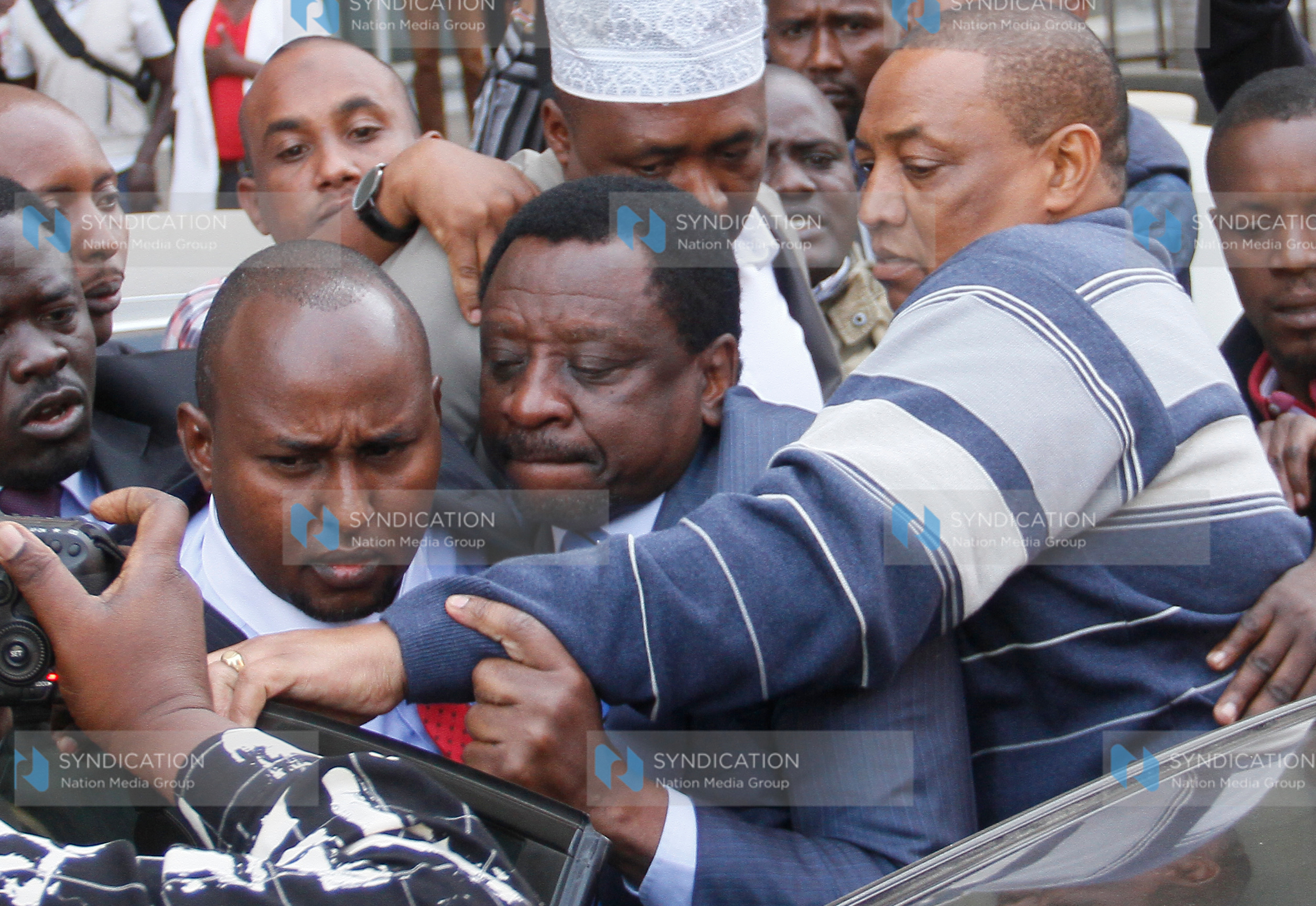 Suna East Member of Parliament Junet Mohamed (right) and his lawyer James Orengo