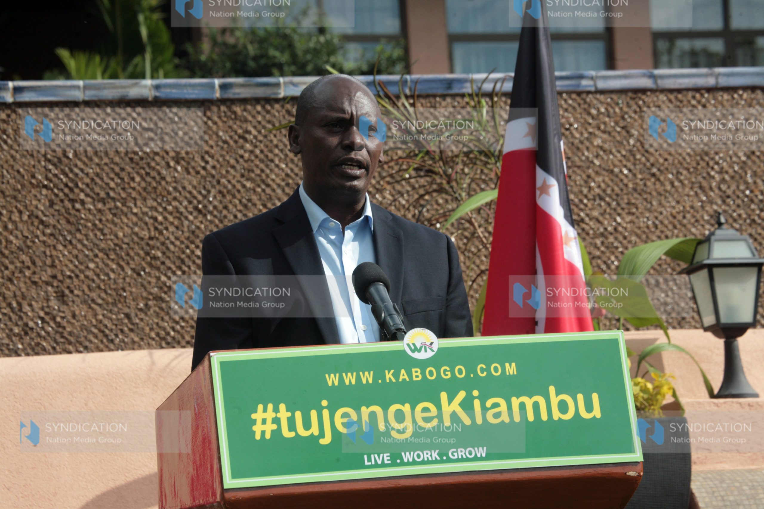 Kiambu Governor William Kabogo addressing journalists at his Kiambu home