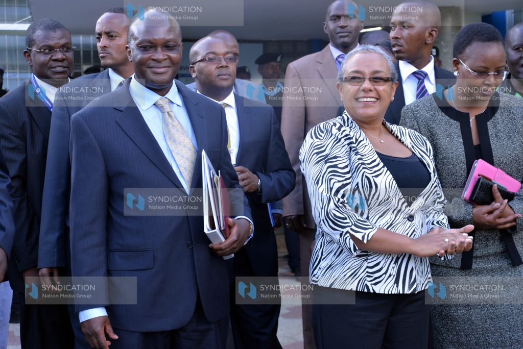 Health Cabinet Secretary James Macharia and First Lady Margaret Kenyatta