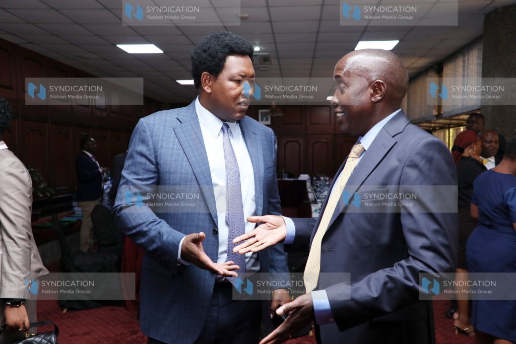Kajiado Governor Joseph Ole Lenku with Narok Senator Ledama Olekina