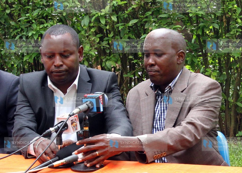 Samburu Governor Moses Lenolkulal and his Kajiado County Counterpart Joseph Ole Lenku