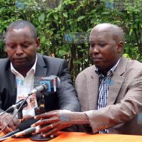 Samburu Governor Moses Lenolkulal and his Kajiado County Counterpart Joseph Ole Lenku