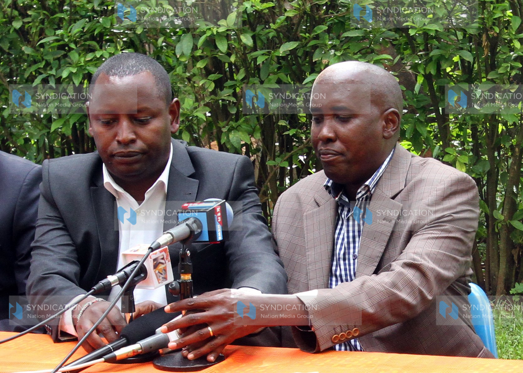 Samburu Governor Moses Lenolkulal and his Kajiado County Counterpart Joseph Ole Lenku