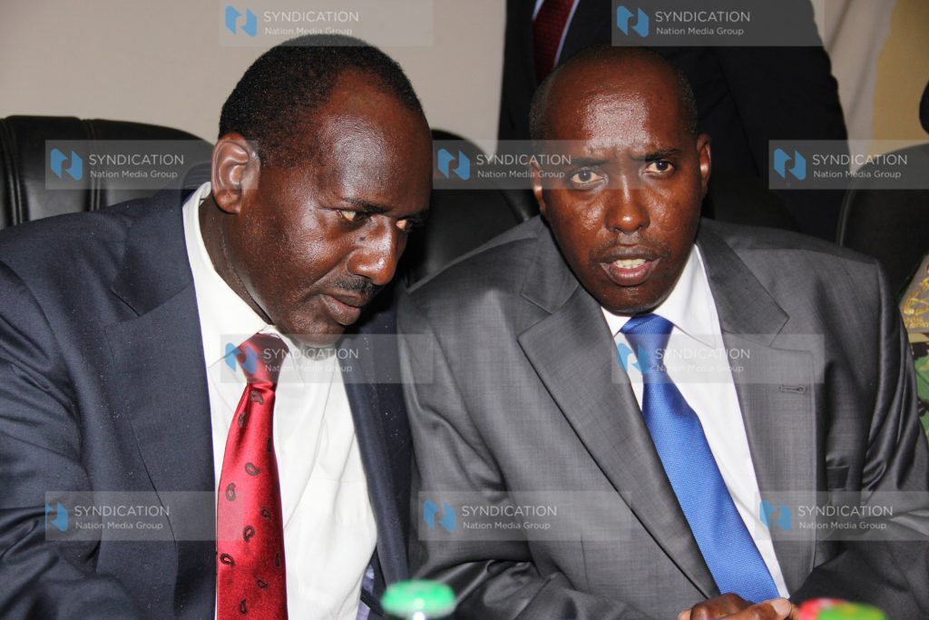 Security matters: Interior Cabinet Secretary, Joseph Ole Lenku and Nandi County Governor Cleophas Lagat