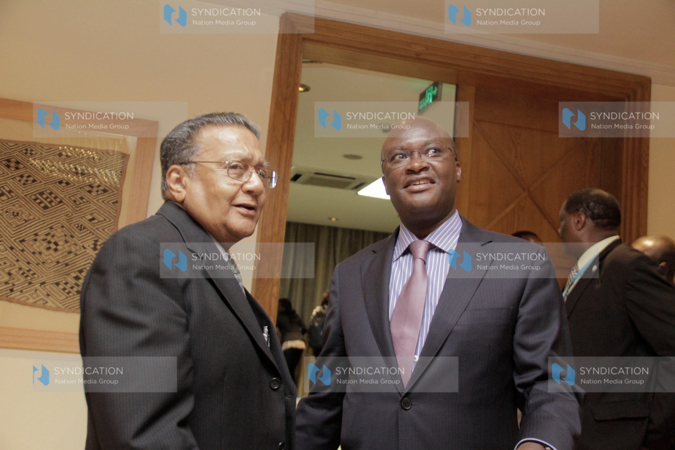 Health Cabinet Secretary James Macharia with industrialist Manu Chandaria