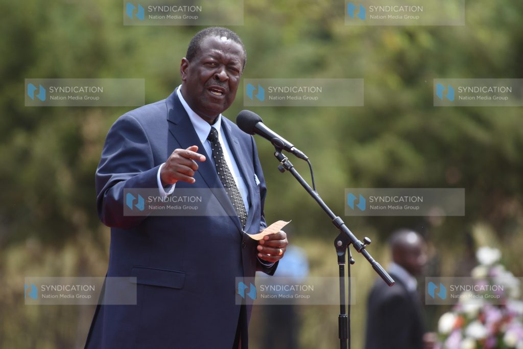 Prime Cabinet Secretary Musalia Mudavadi addressing at a burial ceremony