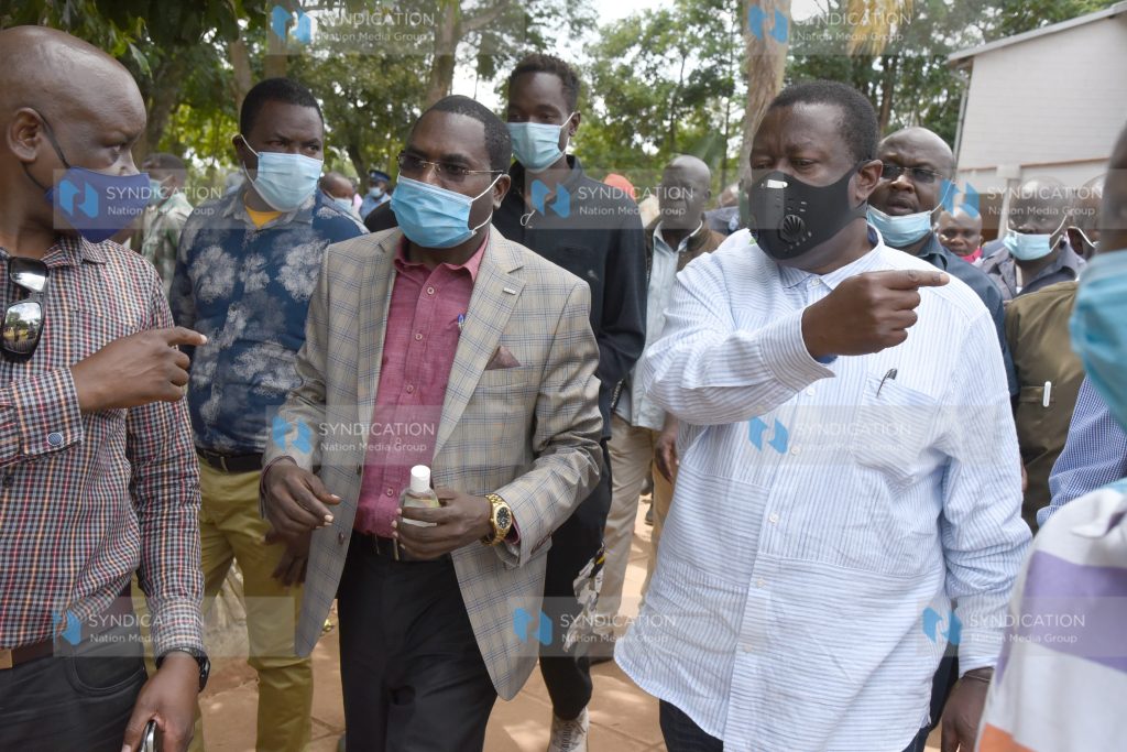 ANC party leader Musalia Mudavadi with ANC Matungu candidate Peter Nabulindo