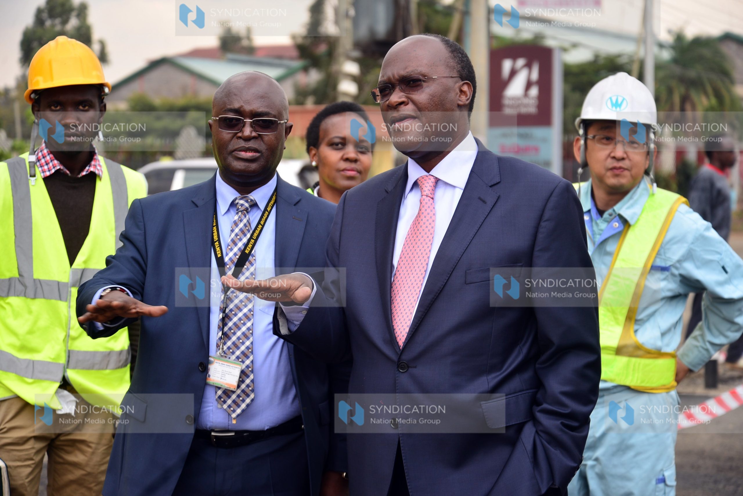 An inspection of the ongoing construction of a section of Ngong road