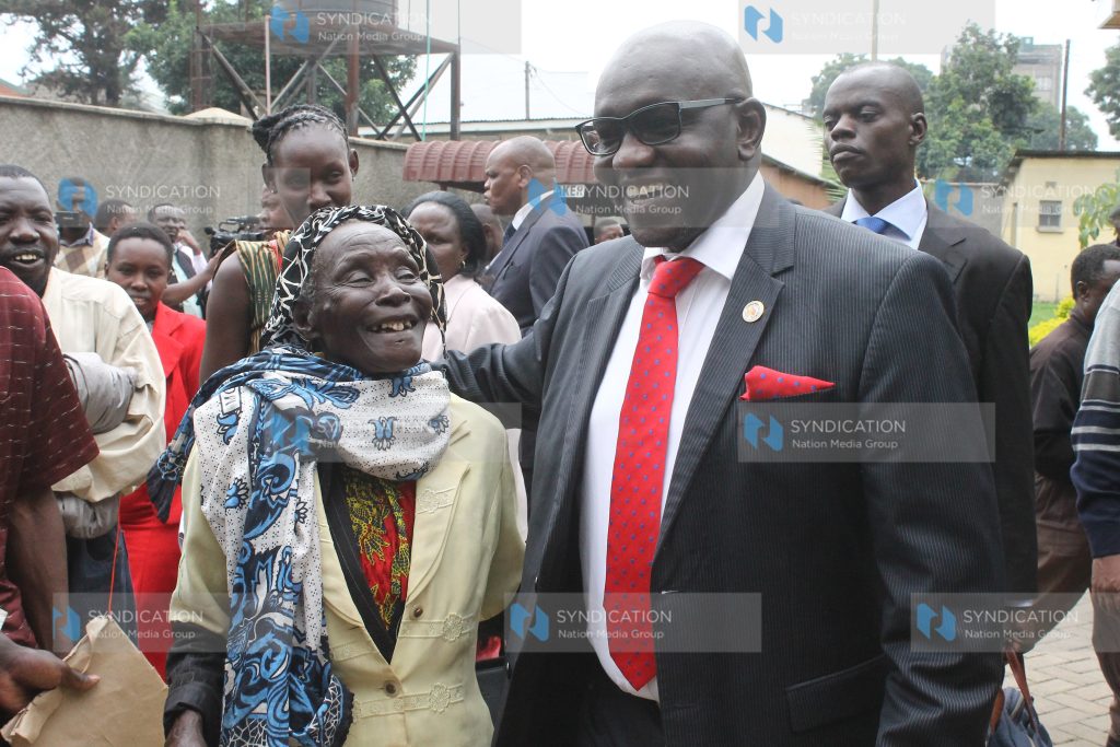 Ekuru Aukot with his supporters after addressing Members of the County Assembly (MCAs)