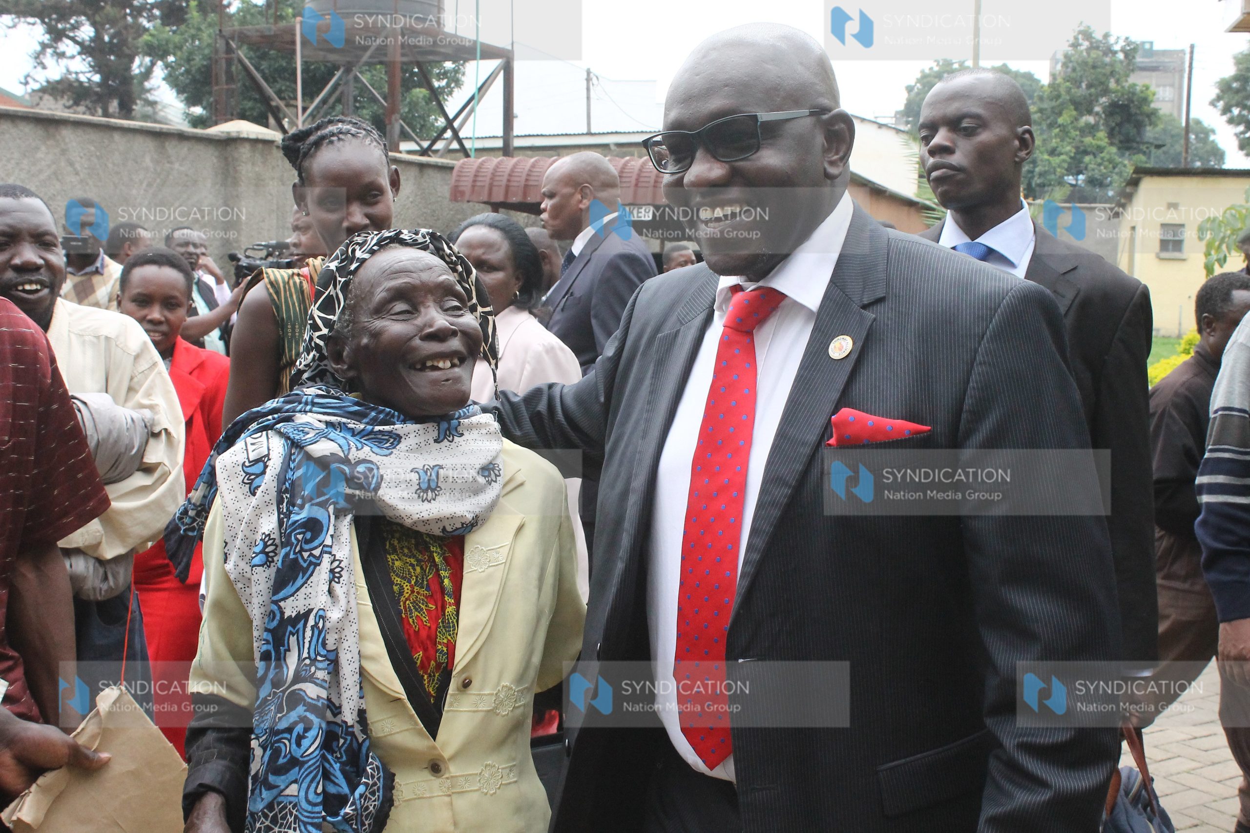 Ekuru Aukot with his supporters after addressing Members of the County Assembly (MCAs)
