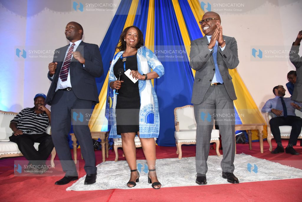 Safina party presidential candidate Jimi Wanjigi dancing