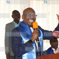 Businessman and Sifuna presidential aspirant Jimi Wanjigi address media