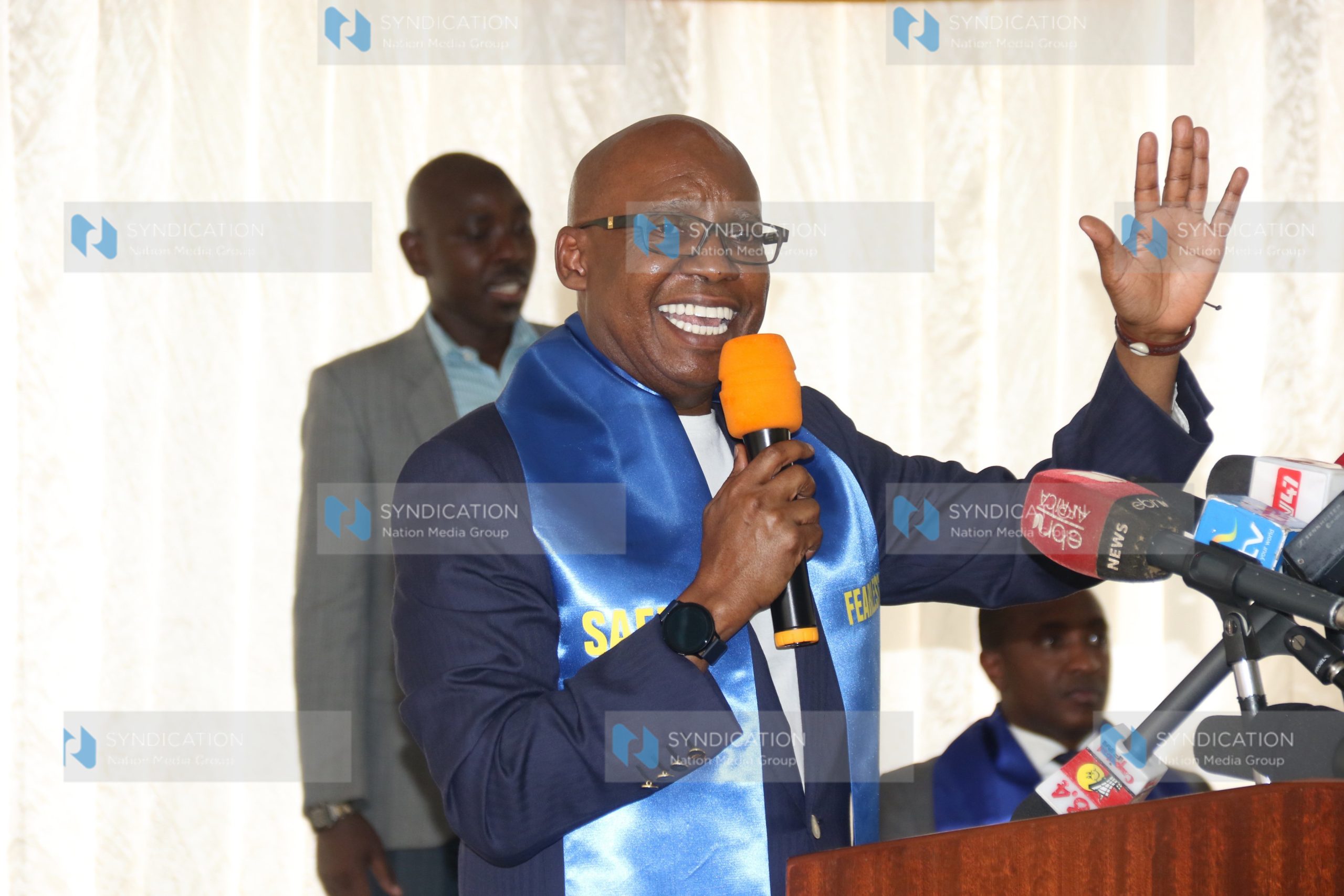 Businessman and Sifuna presidential aspirant Jimi Wanjigi address media