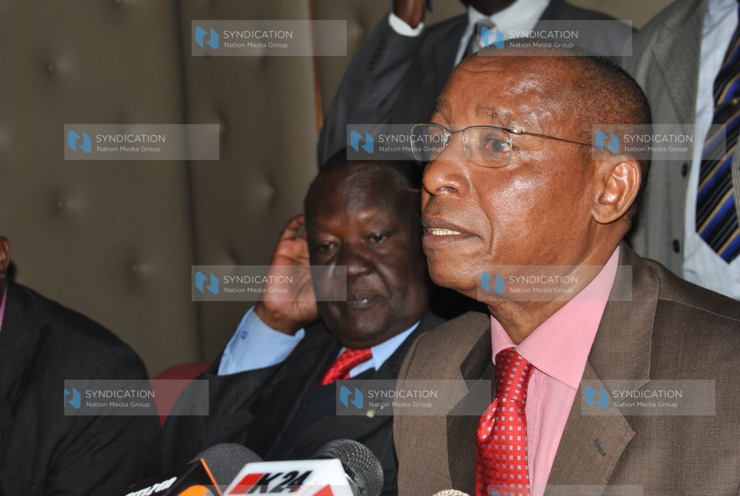 KNUT Secretary General David Okuta with Education Minister Mutula Kilonzo