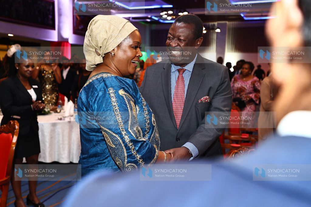 Prime Cabinet Secretary Musalia Mudavadi chats with Tessie Mudavadi