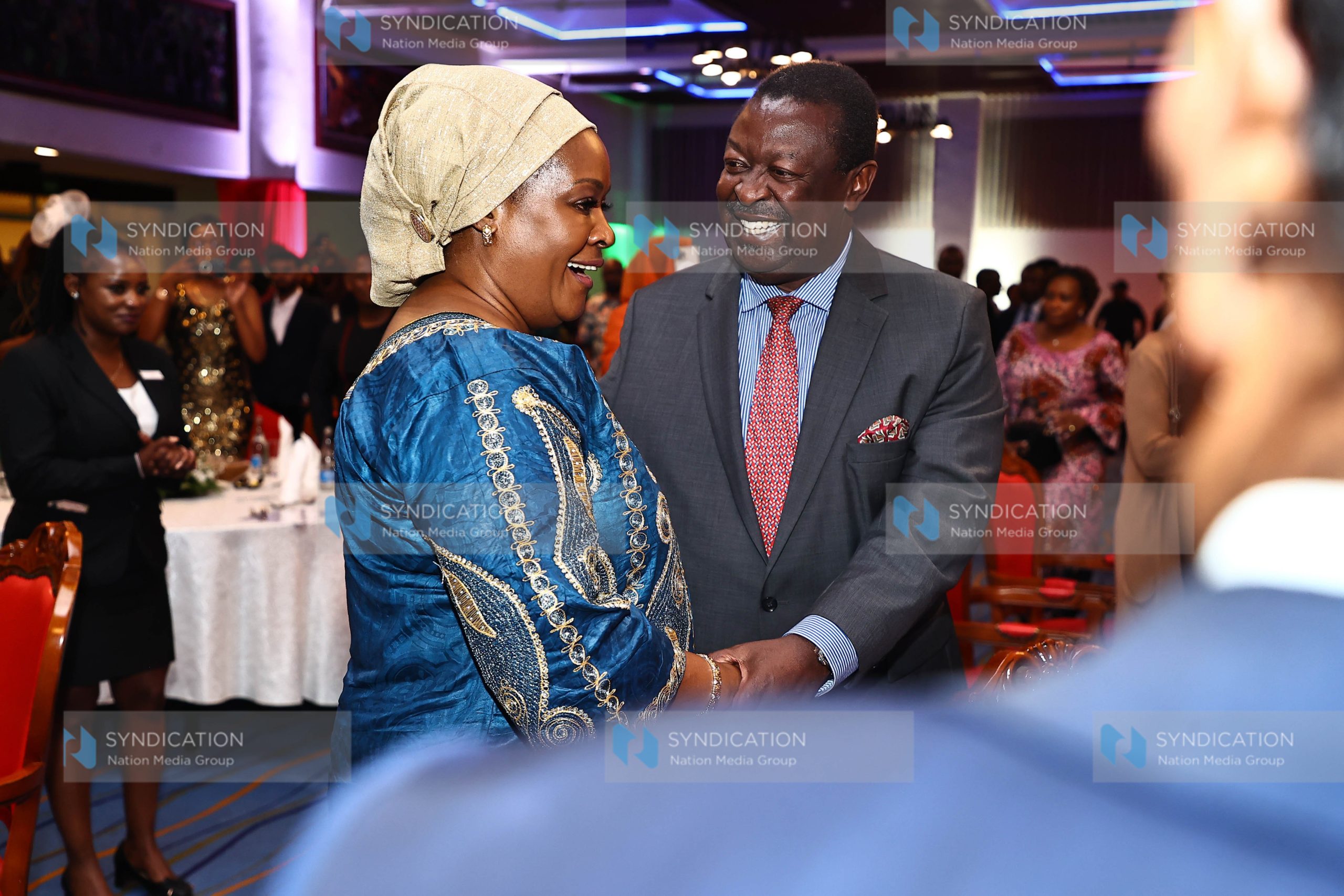 Prime Cabinet Secretary Musalia Mudavadi chats with Tessie Mudavadi