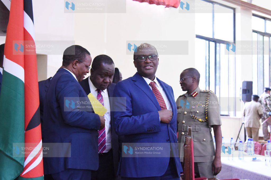 Briefing on traffic law enforcement to regional police chiefs at the Kenya School of Government