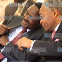 The Vice president Kalonzo Musyoka has a word with the Minister for Trade Chirau Ali Makwere
