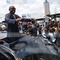 Safina Party leader Jimi Wanjigi addressing his supporters at Wakulima Market