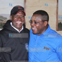 Former Kakamega senator Bonny Khalwale left and the Speaker of the Senate, Hon Kenneth Lusaka