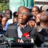 Kiambu County Governor Paul Kimani Njoroge alias Wamatangi addressing the media