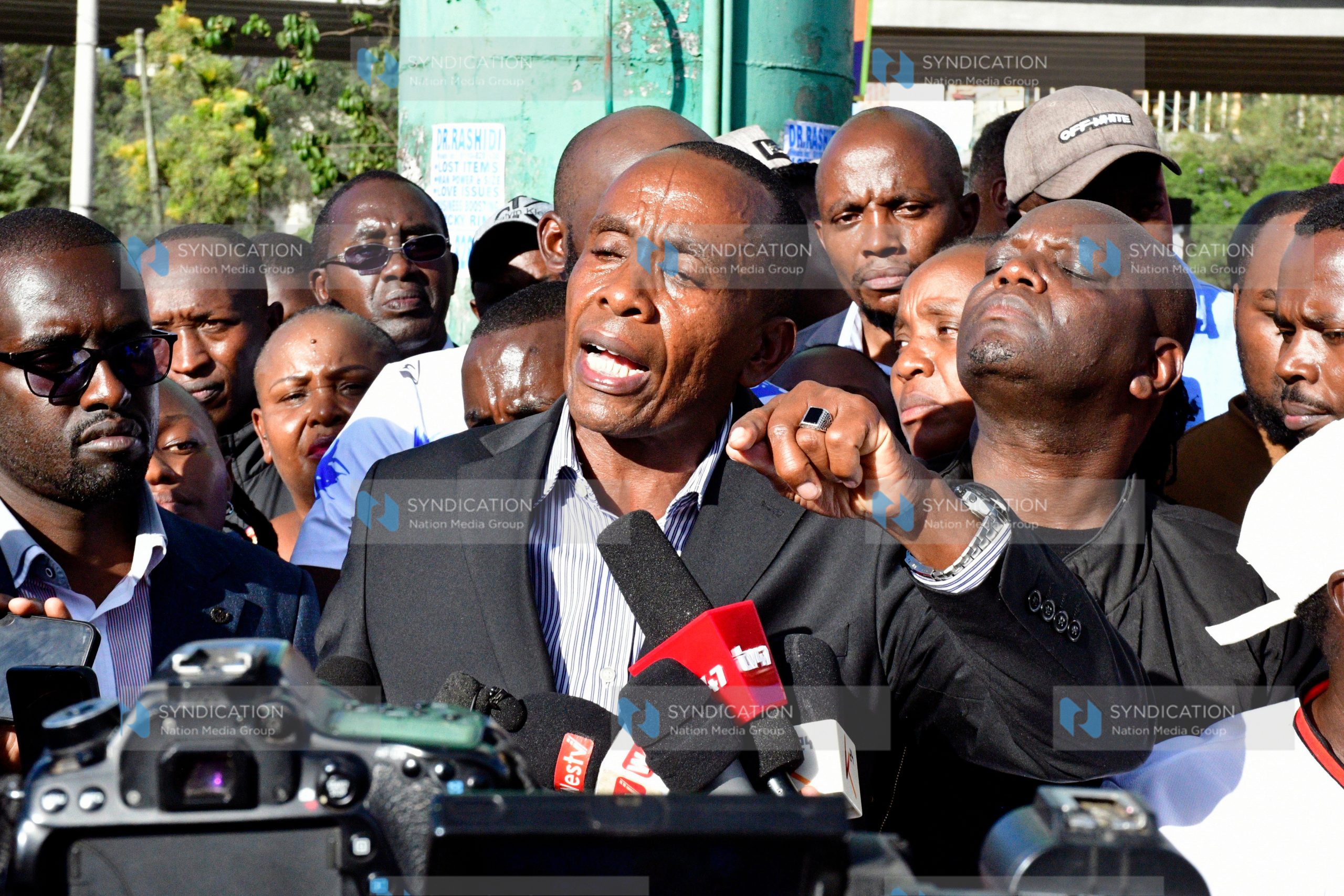 Kiambu County Governor Paul Kimani Njoroge alias Wamatangi addressing the media