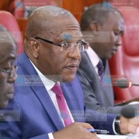 Environment CS Keriako Tobiko when he appears before senate ad-hoc committee