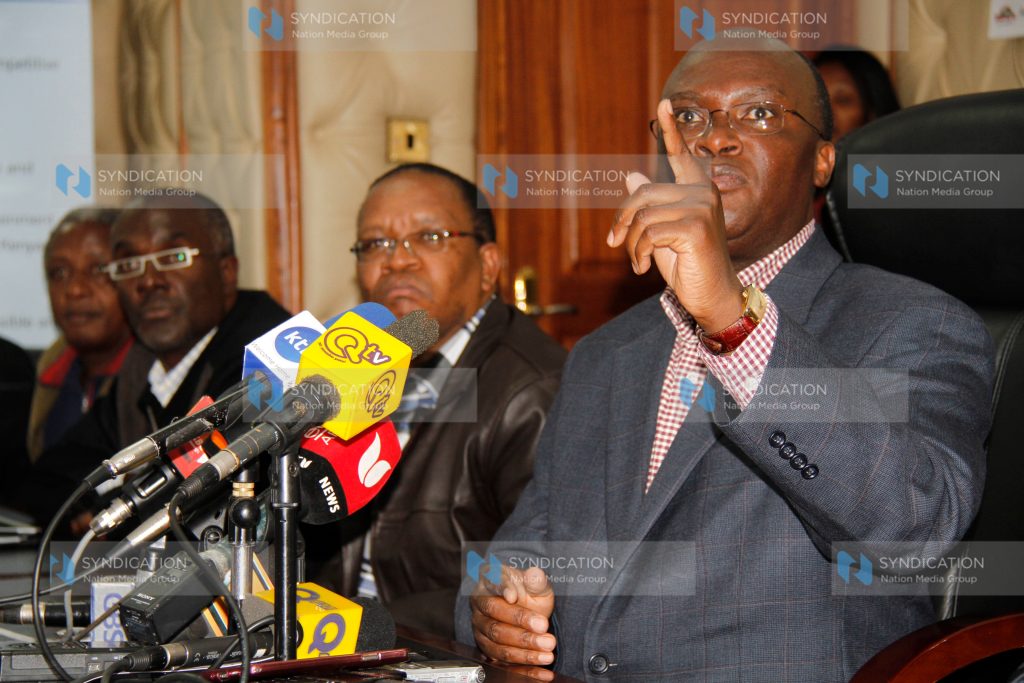 Cabinet Secretaries Health James Macharia address the media on the issue of Ebola