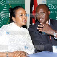 Health Cabinet Secretary James Macharia and his Foreign Affairs counterpart Amina Mohamed