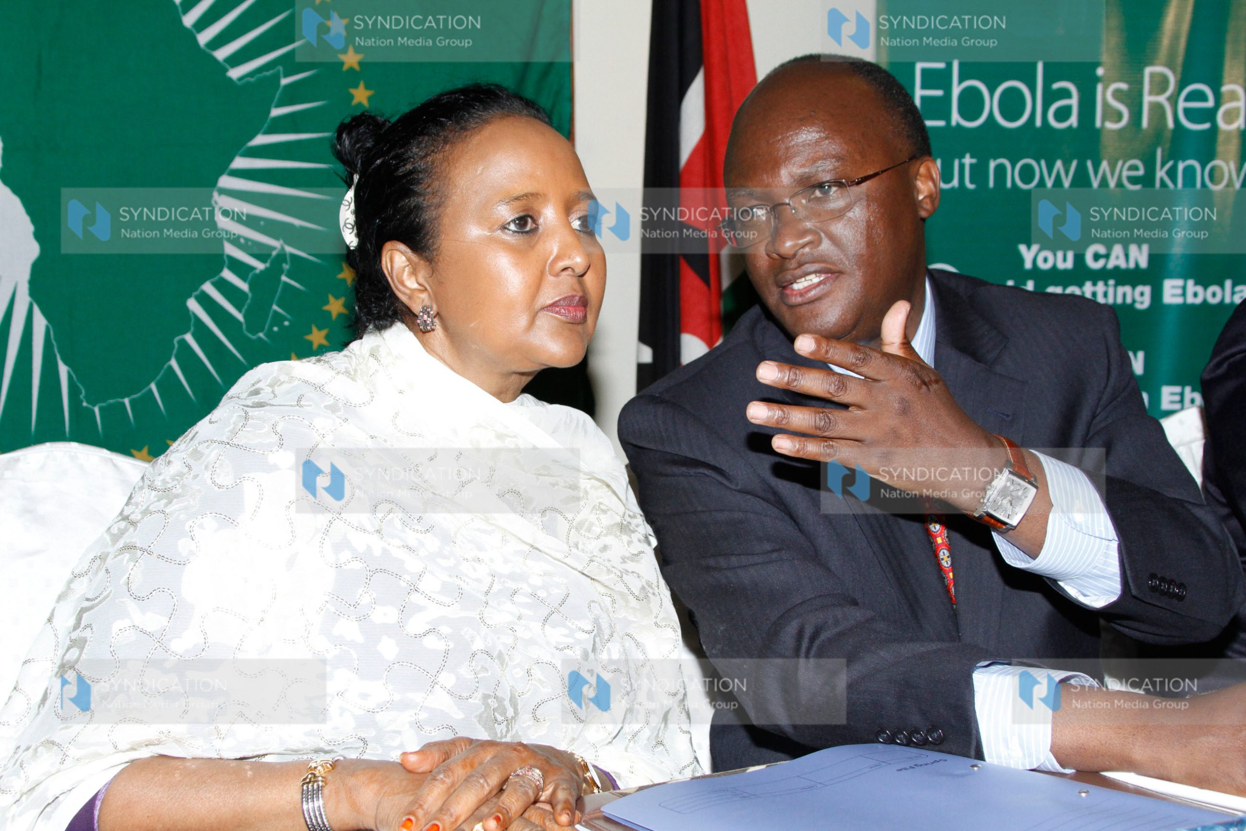 Health Cabinet Secretary James Macharia and his Foreign Affairs counterpart Amina Mohamed