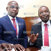 Kenya Revenue Authority (KRA) Commissioner General Humphrey Mulongo with Cabinet Secretary for National Treasury and Economic Planning Prof. Njuguna Ndung'u