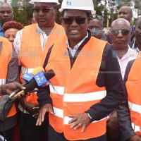 Treasury Principal Secretary Dr. Chris Kiptoo accompanied by Kesses MP Julius Ruto and other officials