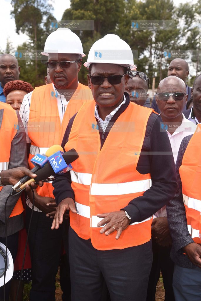 Treasury Principal Secretary Dr. Chris Kiptoo accompanied by Kesses MP Julius Ruto and other officials