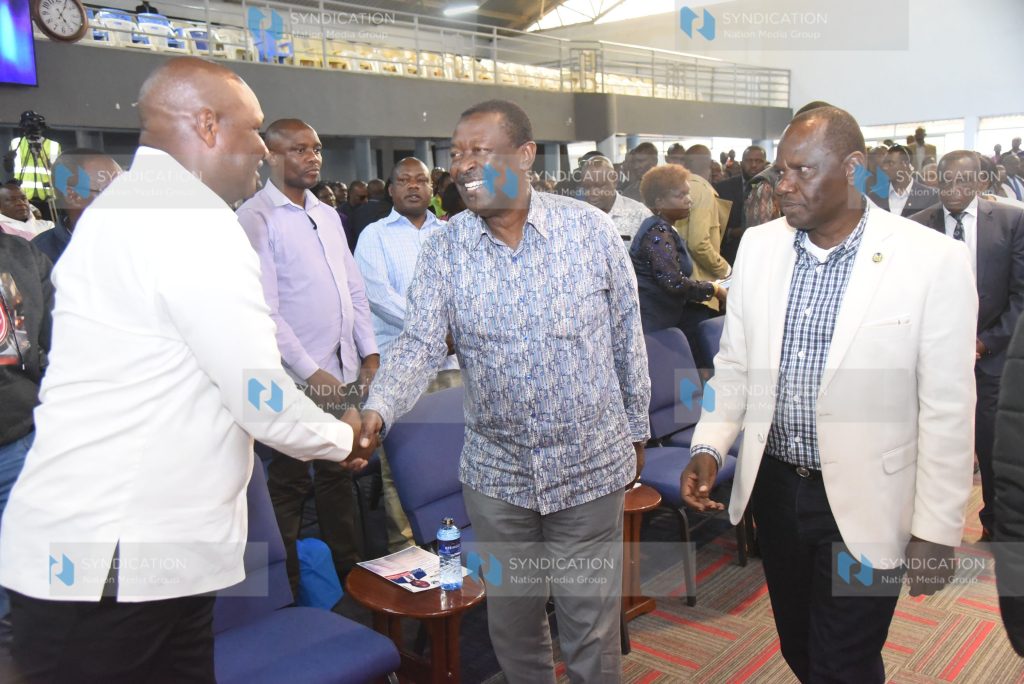 Prime Cabinet Secretary Musalia Mudavadi, Uasin Gishu County Governor Jonathan Bii, and President William Ruto’s aide Farouk Kibet