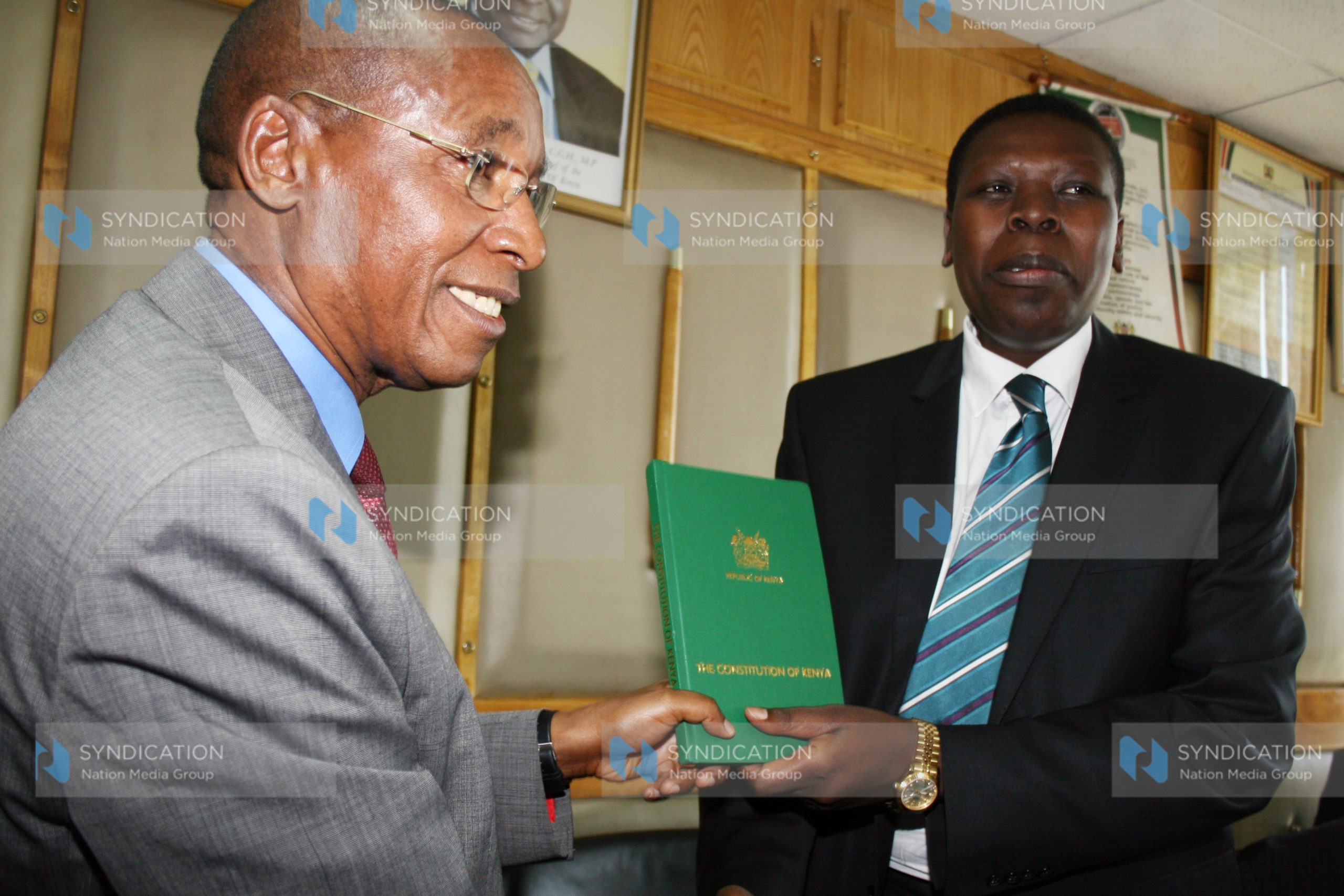 Eugene Wamalwa (right) with Education Minister Mutula Kilonzo