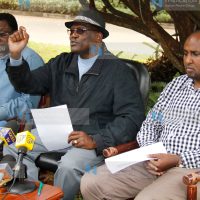 CORD leaders from left: James Orengo, Johnstone Muthama and Junet Mohamed addressed the press