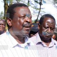 Raila Odinga and other NASA leaders addressing the media