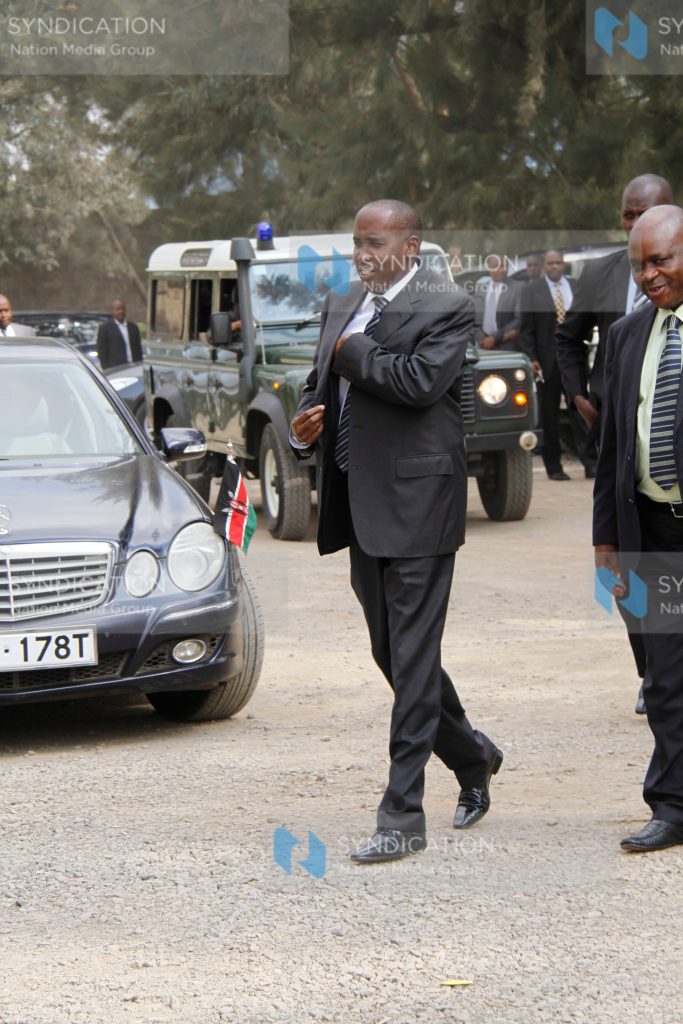 Joseph Ole Lenku arrives at CID training school pavilion in South C